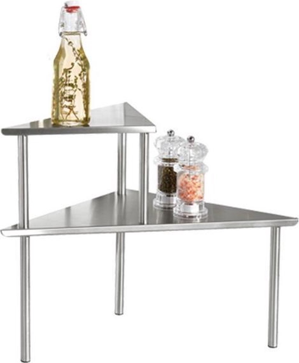 Relaxdays hoekrek keuken, zelfklevend, voor specerijen & kruiden, ijzer, HxBxD 5,5 x 26 x 26 cm, wandrek, wit