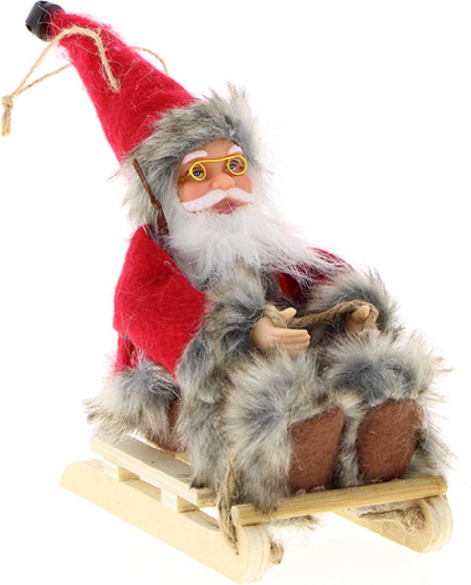 Kerstman zittend op een slee 16cm