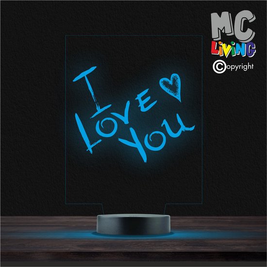 Led Lamp Met Gravering - RGB 7 Kleuren - I Love