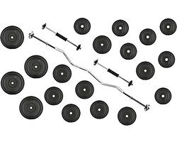 50kg Halterset Gewichtenset Fitness set Dumbell inc 50 kg Halterschijven + 2 Dumbellstangen 45cm + Curl Halterstang 120cm