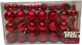 37x stuks in Kerstmixdoos - Kerstballen Kerstboom - Rood - Kerstboomversiering Mooi/Glanzend/Glitters