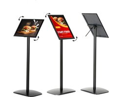 Infostandaard A4 formaat kliklijst ZWART ALUANZ - incl beschermfolie - Informatiestandaard infodisplay verwijsbord infostand menubord