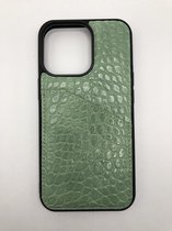 Hoogwaardige Slangenprint Back Cover met pasjes vakje - geschikt voor iPhone 13 Pro - Groen