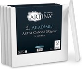 Artina 5-Set schildersdoeken canvas in academie kwaliteit – Schildersdoek wit - canvas paneel 40x40cm