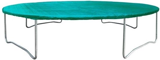 Groene trampoline beschermhoes van PE-materiaal, geschikt voor trampolines van 240-245 cm.