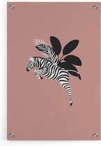 Walljar - Tropical Zebra - Muurdecoratie - Plexiglas schilderij