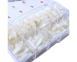 Nageltips - 500 Stuks - Wit/Naturel - Acrylnagel tips - Nepnagels - Manicure Kunstnagels - Franse tips - Nagel opzetstukje - Nagel box - Nagelstad