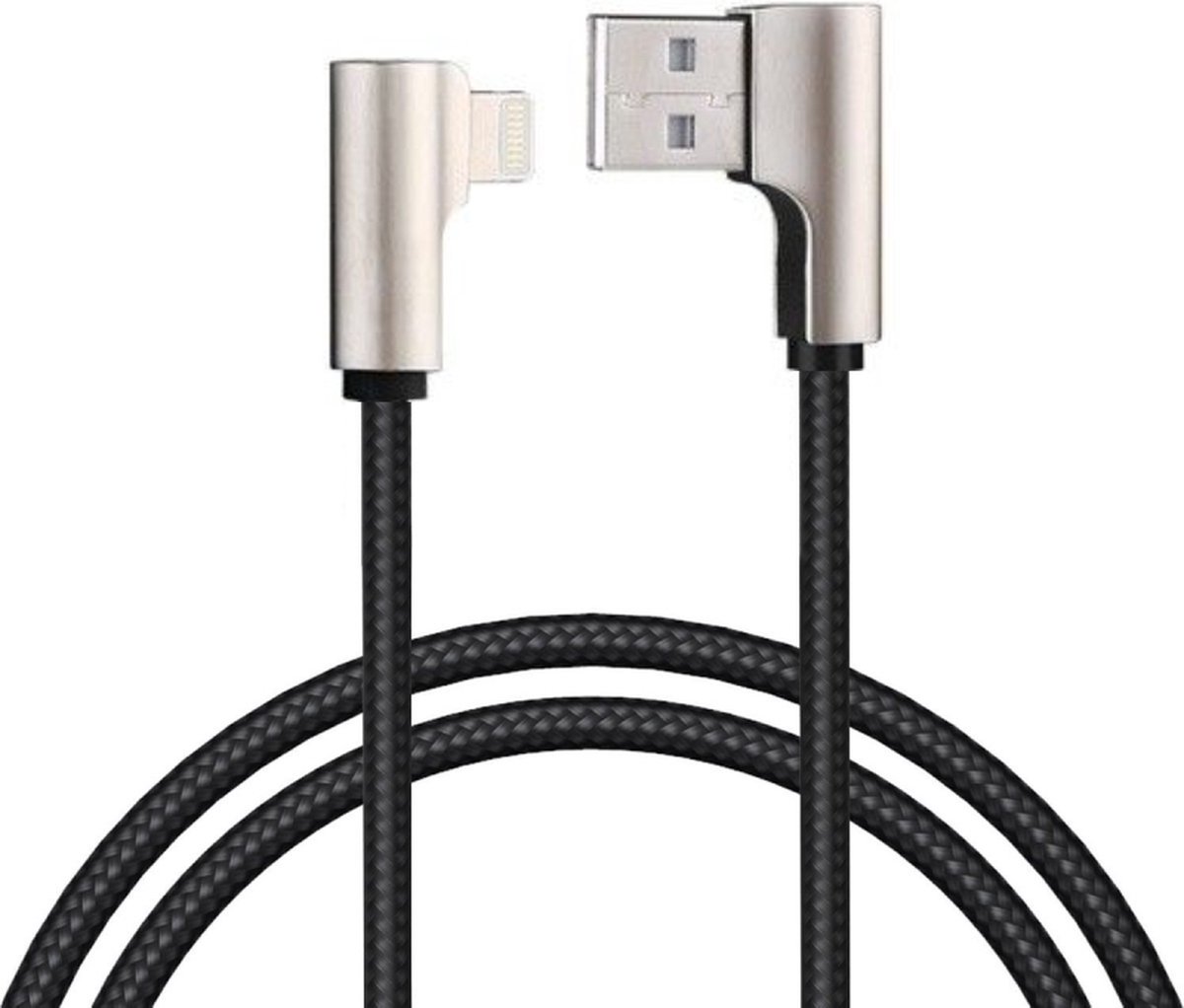90-graden MFI lightning kabel Aukey - Zwart - 1.2 Meter