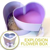 LOVELO®️ Explosion Flower Box 2-delig HART - Luxe Geschenkdoos - Flowerbox - Giftbox - Explosion Box - Paars - Exclusief Rozen