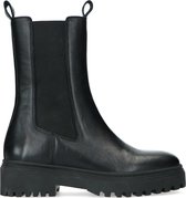 Manfield - Dames - Zwart leren chelsea boots - Maat 40