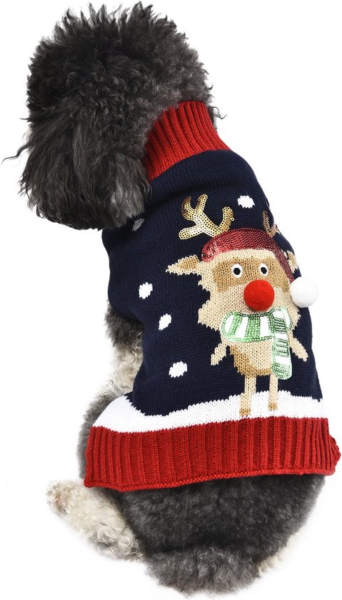 Adori Kersttrui Deer Blauw - Hondenkleding - 45 cm Kerst