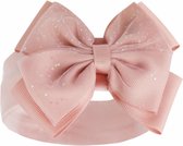 Baby Haarband met Glitter Strik - Dusty Pink - 0/6 mnd