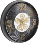 Clock Gear Black 61 cm diameter - draaiende tandwielen - radar geluidloos - klok - horloge - landelijk - industriestijl - industrieel - cadeau - geschenk - kerst - nieuwjaar - verj