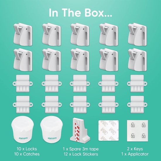 Lot De 10 Serrures De Sécurité Enfants - Pour Tiroirs Et Portes D'armoire - Installation Adhésive Invisible - Protection Anti-pincement