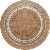 Van René Vloerkleed Rond Woonkamer Naturel/Wit 120cm Jute Badkamermat