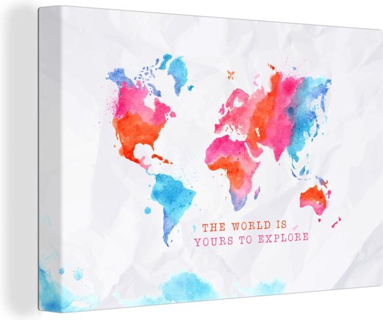 Décoration murale Carte - Monde - Proverbes - Toile - 90x60 cm