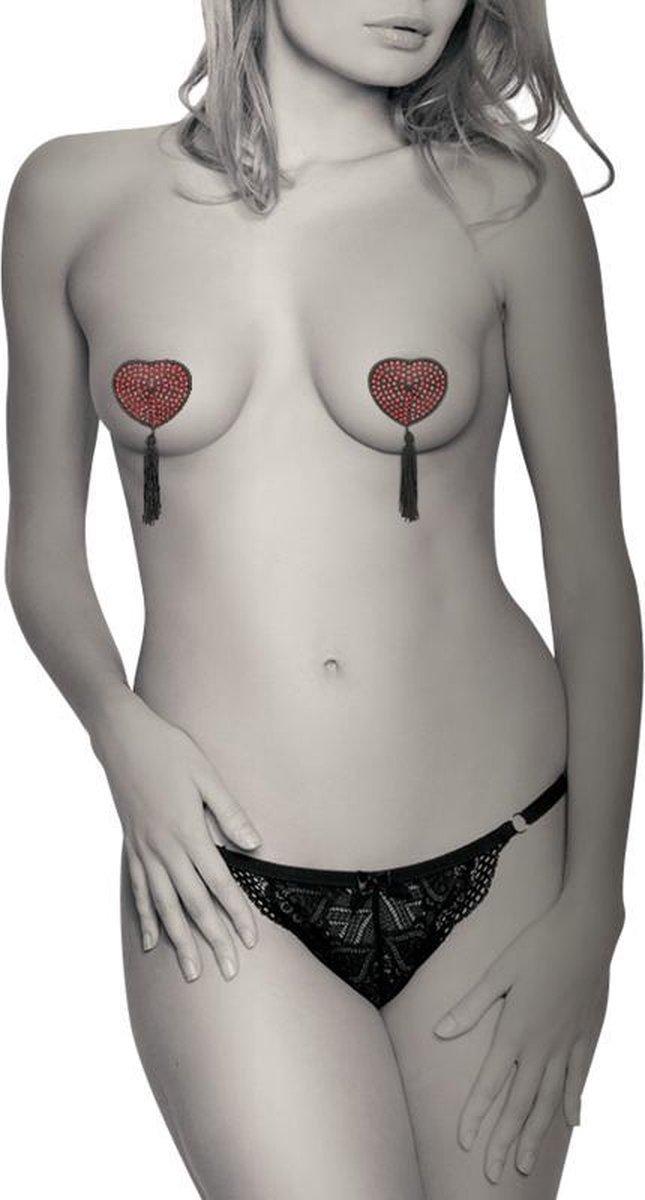 Goedkoopste COQUETTE ACCESSORIES | Coquette Chic Desire Nipple Covers Heart Black / Red | Kinky | Bondage | Fetish | BDSM | Erotic Accessories for Woman