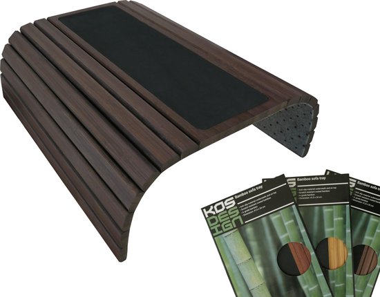 Kos Design Flexibel Dienblad - Armleuning Dienblad - Bank of Stoel - 100% Bamboe - Beschermende coating - XL - Anti slip - Armleuning organizer - Donker