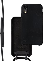 Coverzs Bio silicone case met koord geschikt voor Apple iPhone Xr - zwart