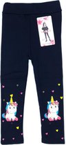 Winter Legging Thermo Legging Gevoerde Legging Warme Legging Meisjes Legging Kinderlegging Unicorn Zwart Maat 110