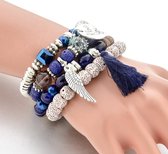 Akyol - I love you armband – Blauw – Handgemaakte armband – Boho armband – Vriendschapsarmband – Kralenarmband –Leu cadeau– 4-laags – Armbanden set