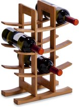 Houten wijnrek voor 12 flessen - Bamboe hout wijnrek - Staand model - Wijnkast 29x16x42 cm