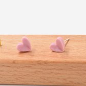 Gading® meisjes porselein oorknopjes met roze hartje- dames oorknoppen - 7mm - zilver 925