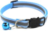 Kattenhalsband met veiligheidssluiting en belletje - Reflecterend - Verstelbaar - 19 / 32 cm - Halsband kat - Kattenbandje - Cat - Kitten - Katten halsband - Licht blauw