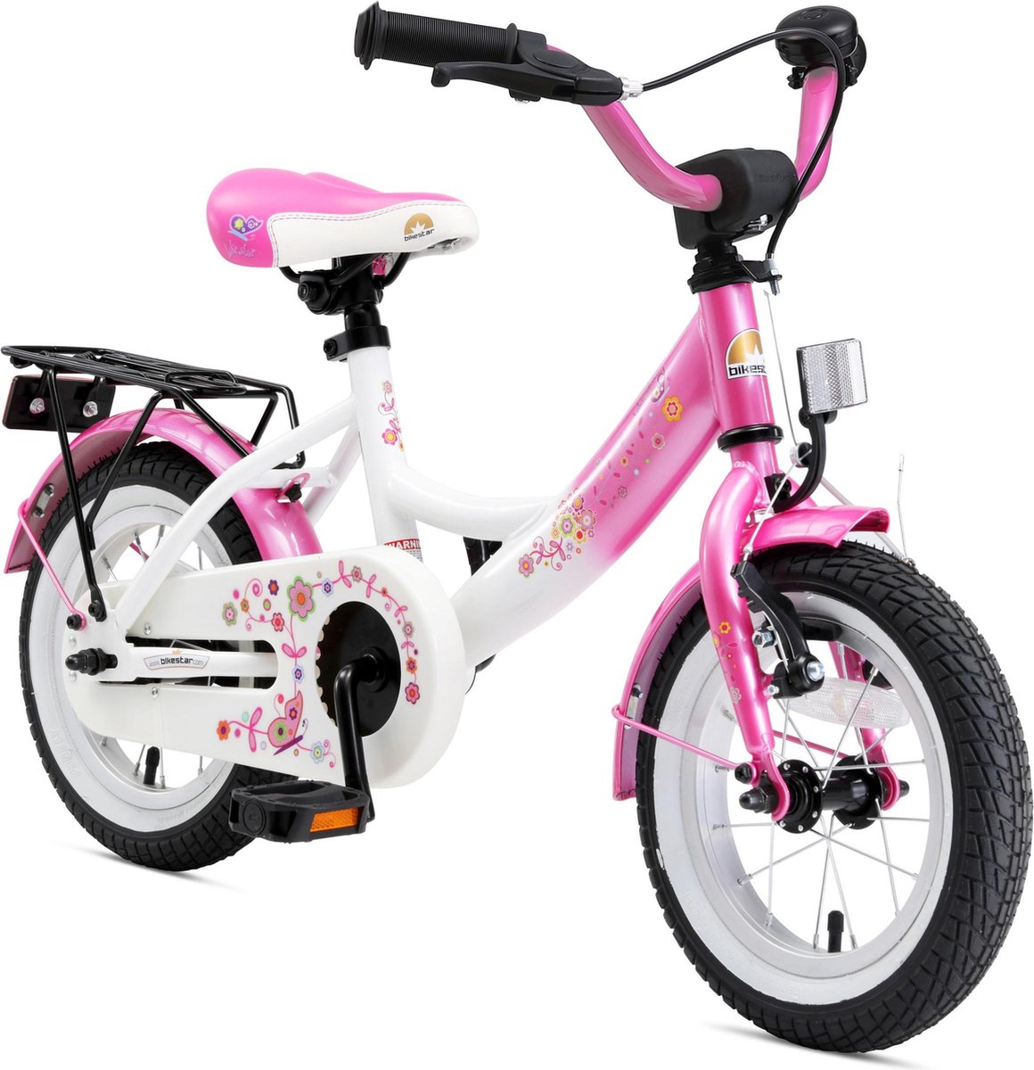 Bikestar 12 inch Classic kinderfiets roze wit