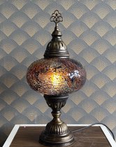 Turkse Lamp - Mozaïek Lamp - Tafellamp - Marokkaanse Lamp - Oosterse Lamp - Recht  Hoog model -  bol diameter Ø  19 cm - Hoogte 44 cm - Authentiek - Handmade - Kleurrijk -