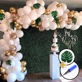 eShopper® 96-Delige Ballonnenboog – Feest Decoratiepakket – Trouwerij & Feest Versiering – Verjaardag Helium Ballonnen – Goud/Wit/Transparant
