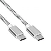 Câble de charge USB-C | 3A | USB C à C | Gaine tressée en nylon  | Gris | 3 mètres | Allteq