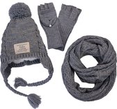 Melady Kindermuts, sjaal en handschoenen Grijs Synthetisch Muts, sjaal en handschoenen meisje Kindermuts set Kindermuts
