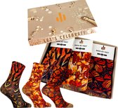 Sock My Feet geschenkdoos sokken dames 39 42 - cadeau voor vrouw - duurzaam - naadloos - Brown Feather Autumn Blossom Autumn Butterfly