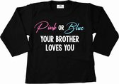 Shirt voor grote broer voor bekendmaking wordt het een jongen of een meisje-gender reveal party-bekendmaking shirt voor een grote broer-Maat 98
