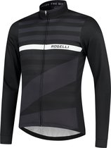 Rogelli Stripe Fietsshirt Lange Mouw - Wielershirt Heren - Zwart/Grijs/Wit - Maat S
