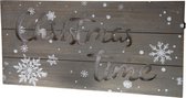 Houten wandbord Christmas Time - Grijs - 58x28x2.5cm