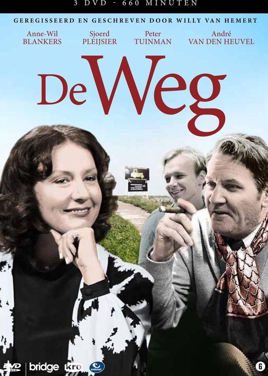 DVD hoes met 3 discs van De Weg. Een vrouw met krullend bruin haar, zwart-wit geblokt vest. Twee mannen op de achtergrond.