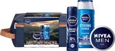 Nivea Men Globetrotter - Geschenkset - Shampoo 250Ml - Deo Spray 150Ml - Crème 150Ml - Inclusief Luxe Toilettas