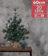 Mini Kerstboom Furu -60cm -lichtkleur: Warm Wit -Werkt op batterijen -Met timer functie -Kerstdecoratie