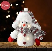 Pilotenmuts sneeuwpop met 4 LED lampjes op batterijen -15CM  -lichtkleur: Warm Wit -Werkt op batterijen -Met timer functie -Kerstdecoratie