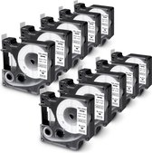 TELANO® 10 stuks Plastic Labels D1 40913 voor Dymo LabelManager - Zwart op Wit - 9 mm x 7 m - S0720680 Label Tape