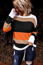 Gebreide Trui Dames - Colorblock Oranje - Maat S