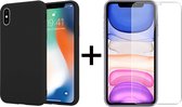 iParadise iPhone XS Max hoesje zwart case siliconen cover - 1x iPhone XS Max Screenprotector