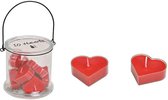 Windlicht - Waxinelichthouder - Valentijn - Glazen waxinelichthouder met 10 valentijnslichtjes