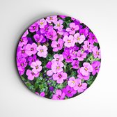 Muurcirkel met paarse bloemen | muurcirkel van Dibond met paarse bloemen