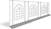 Veranda zeil van PVC met ramen en ritsen | 6 meter | 220cm hoog - Grijs / wit