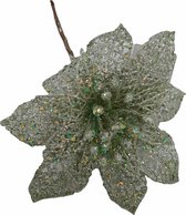 Colmore - Decoratieve kerstbloem - Groen - 14cm