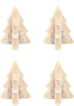 4 x Kerstboom Kaarsen - Kerstmis Kaarsjes - Taupe - Set van 4 Kerst Kaarsen - 6,5 cm x 6,5 cm x 8,5 cm