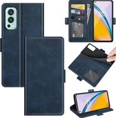 OnePlus Nord 2 Hoesje - MobyDefend Luxe Wallet Book Case (Sluiting Zijkant) - Blauw - GSM Hoesje - Telefoonhoesje Geschikt Voor: OnePlus Nord 2